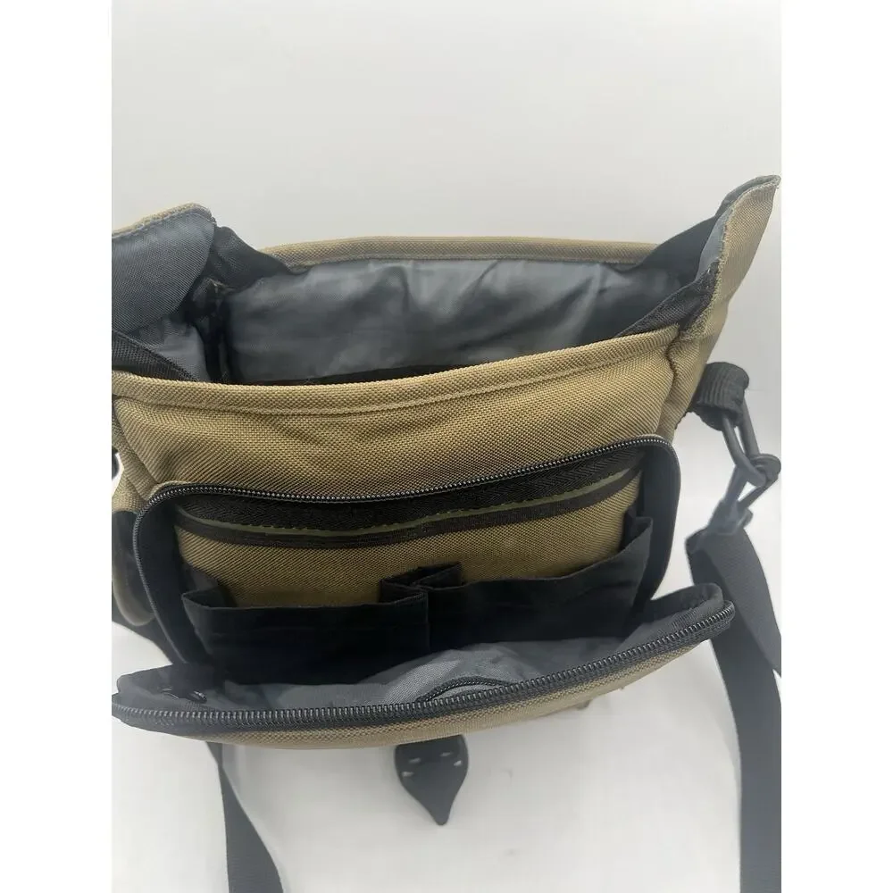 Tamrac Camera Shoulder Bag Messenger Olive Green Khaki Canvas Suede Vintage